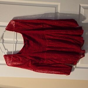 Torrid 2x red lace and smocked top